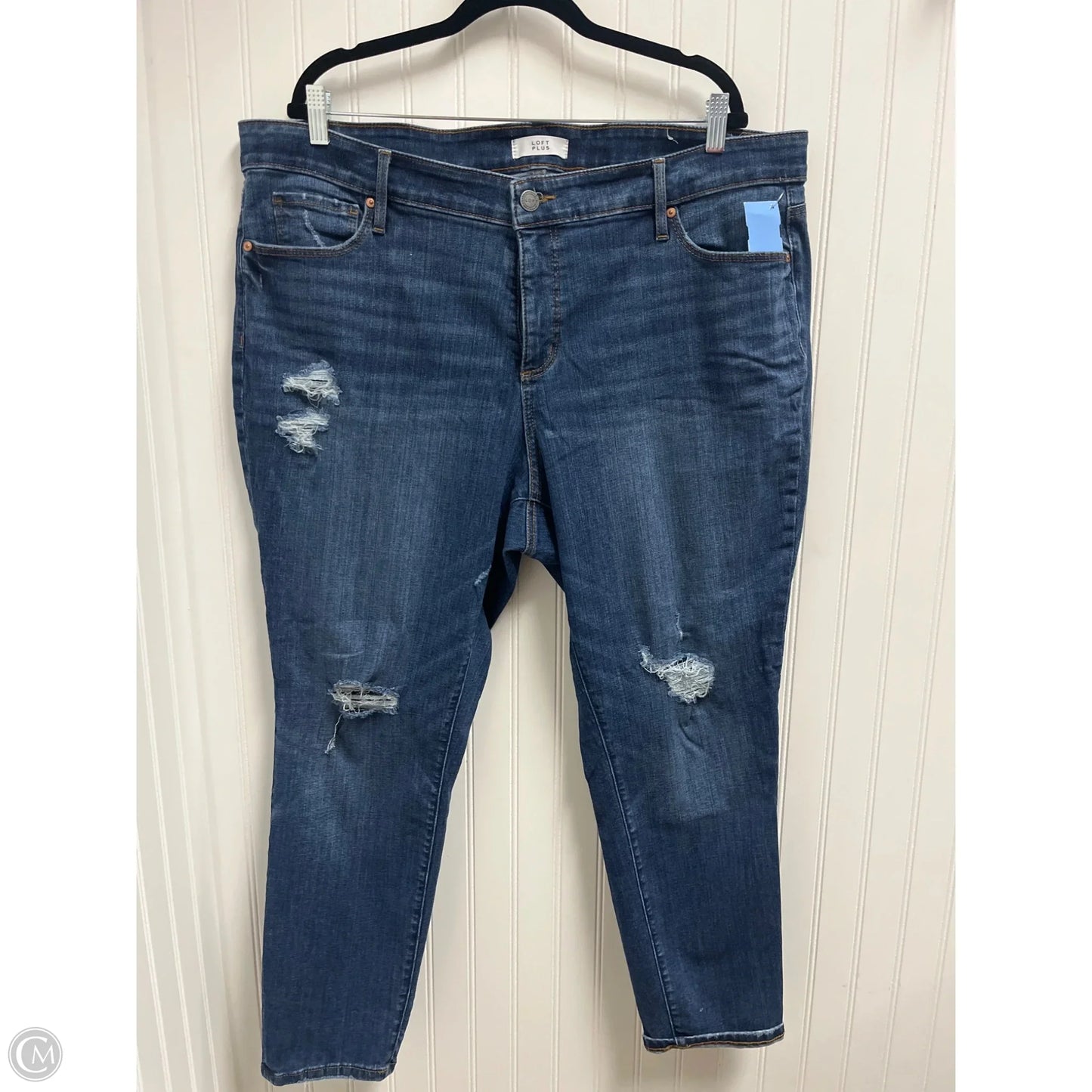 Jeans Skinny By Loft In Blue Denim, Size: 22