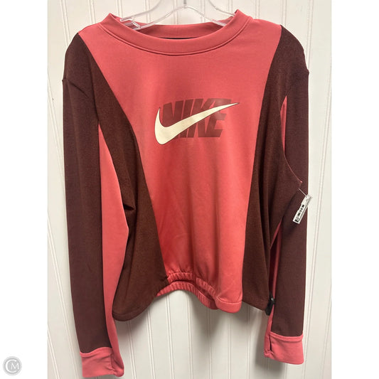 Athletic Top Long Sleeve Crewneck By Nike In Brown & Pink, Size: L