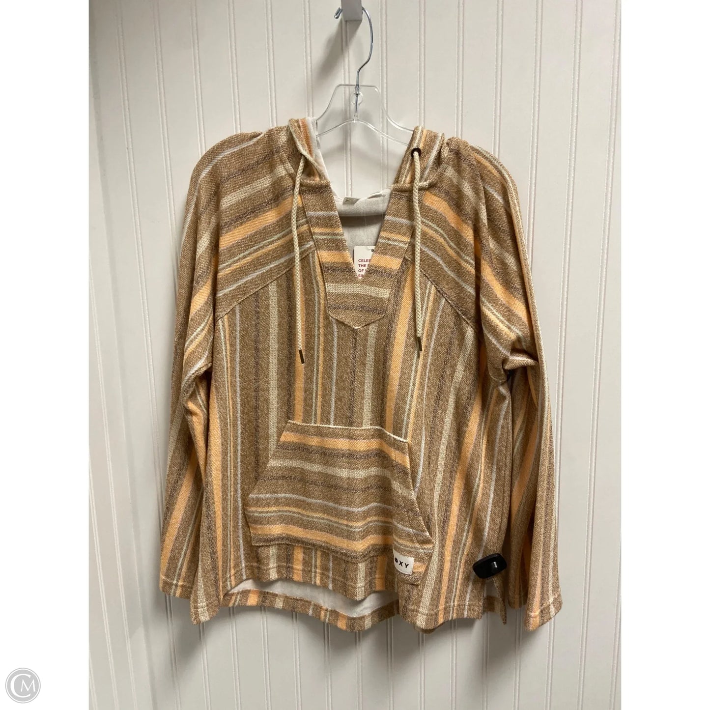 Sweatshirt Hoodie By Roxy In Striped Pattern, Size: L