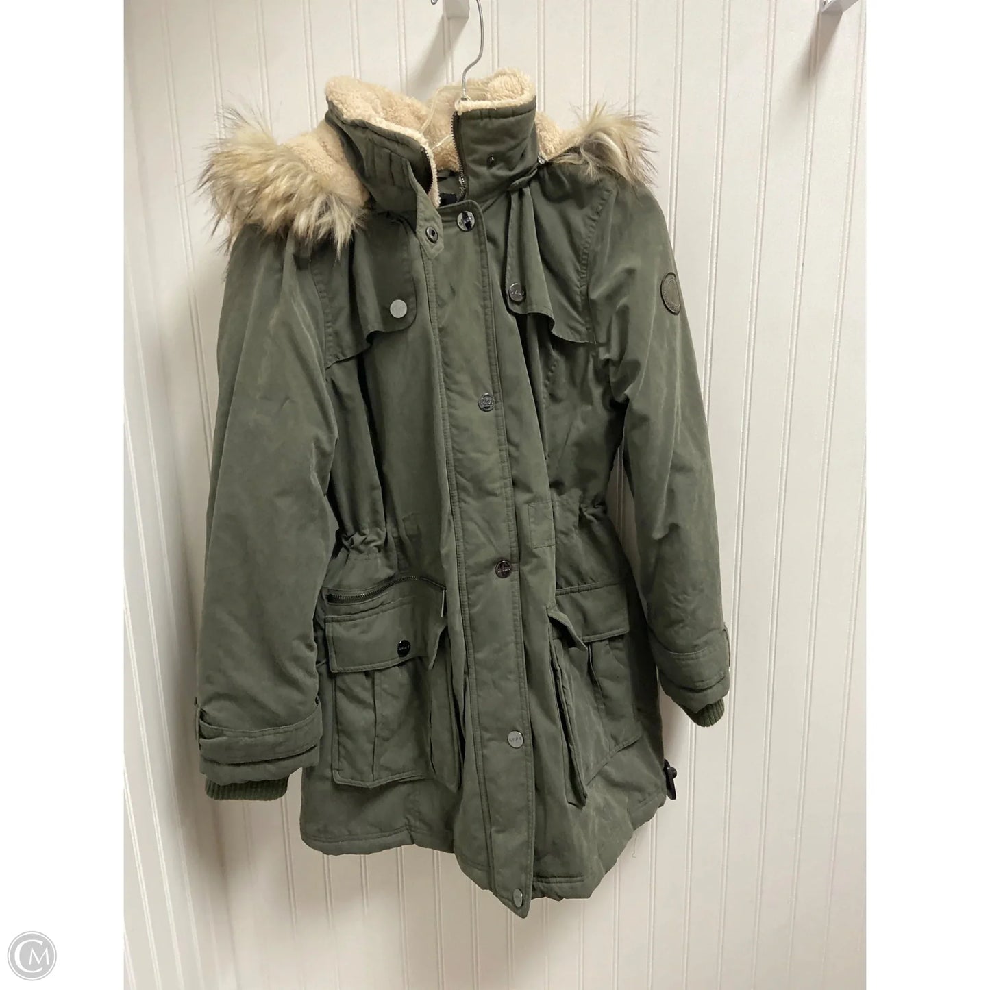 Jacket Puffer & Quilted By Dkny In Green, Size: M