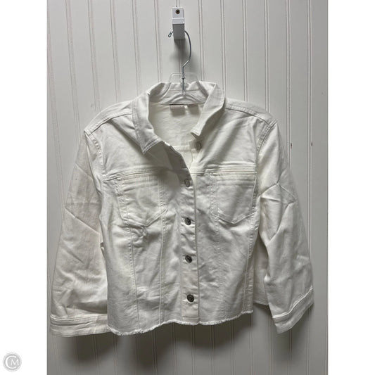 Jacket Denim By Chicos In White, Size: L
