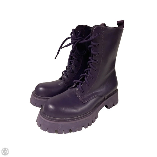 Boots Mid-calf Heels By Clothes Mentor In Purple, Size: 6.5