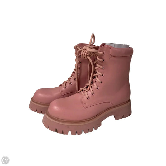 Boots Mid-calf Heels By Clothes Mentor In Pink, Size: 6.5