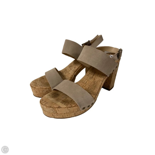 Sandals Heels Block By Jessica Simpson In Beige, Size: 8.5
