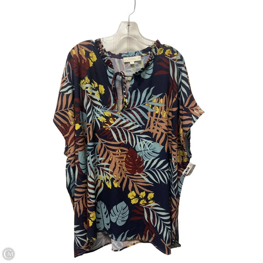 Top Short Sleeve By Suzanne Betro In Navy, Size: 4x