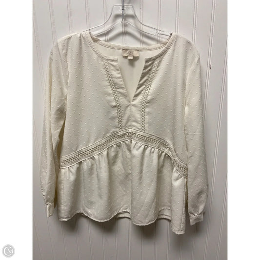 Top Long Sleeve By Loft In Cream, Size: S