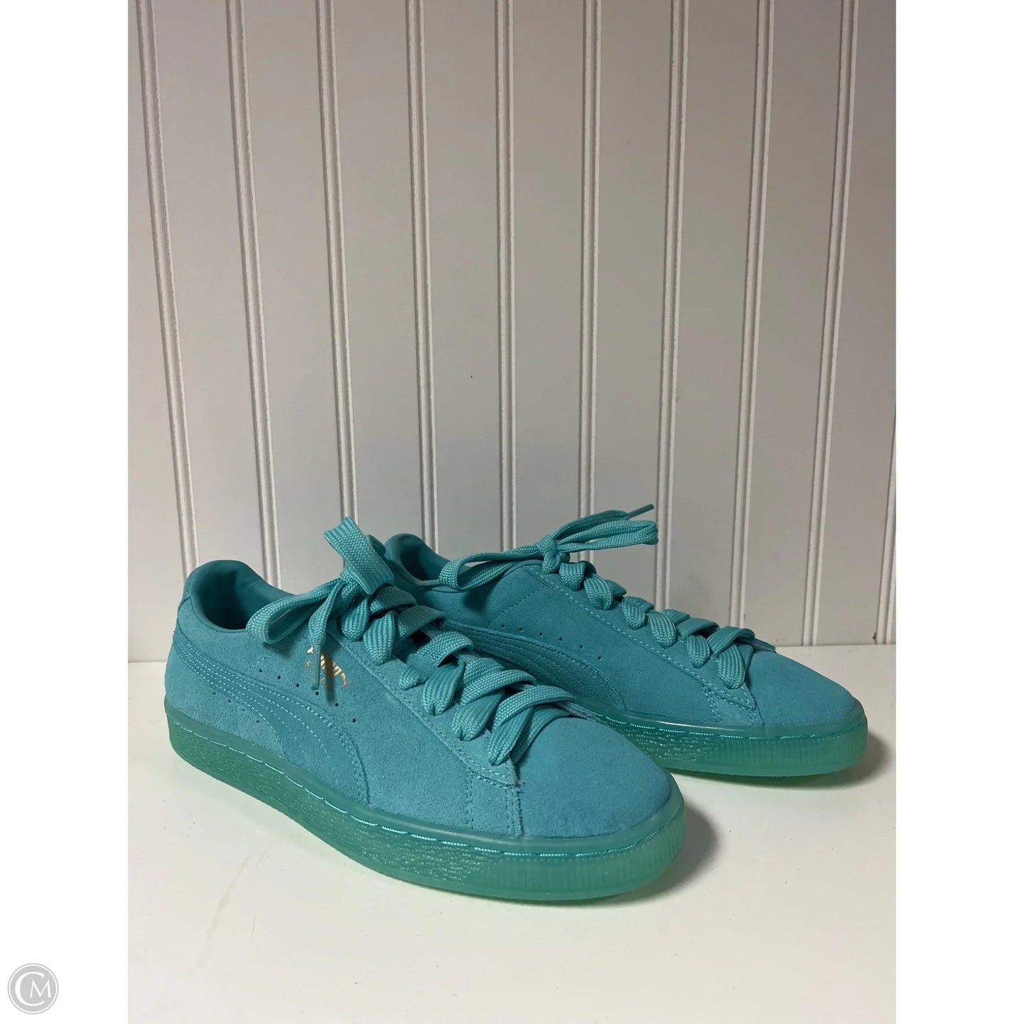 Shoes Sneakers By Puma In Teal, Size: 8