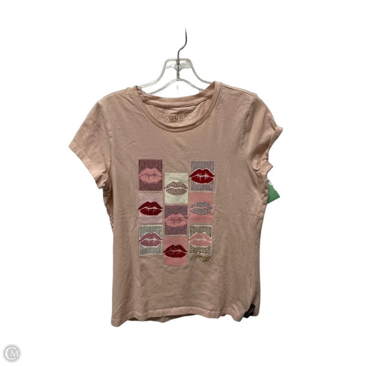Top Short Sleeve By Guess In Pink, Size: M
