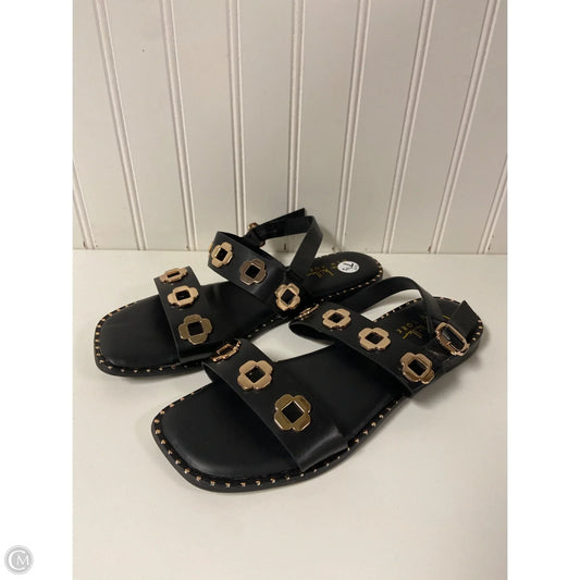 Sandals Flats By Nicole Miller In Black & Gold, Size: 7.5