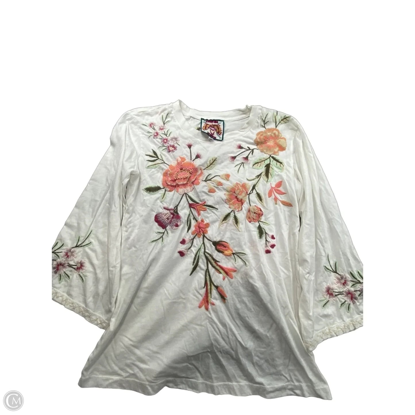 Top Long Sleeve Designer By Johnny Was In White, Size: Xs
