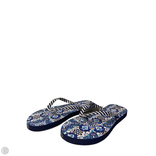 Sandals Flip Flops By Vera Bradley In Blue & White, Size: 7.5