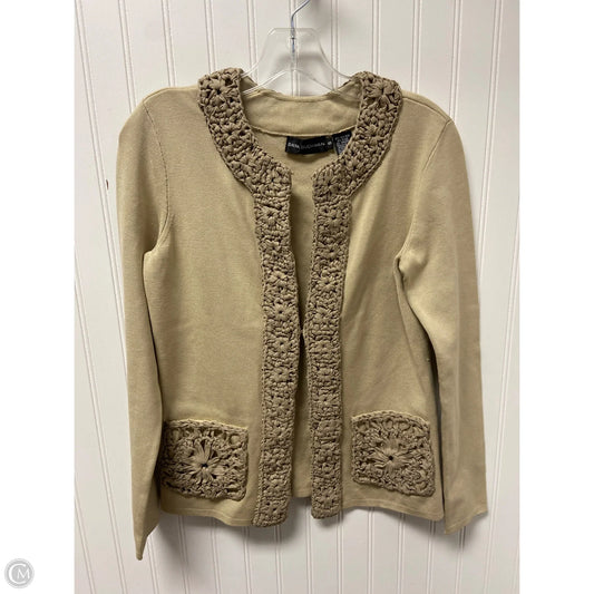 Sweater Cardigan By Dana Buchman In Beige, Size: S