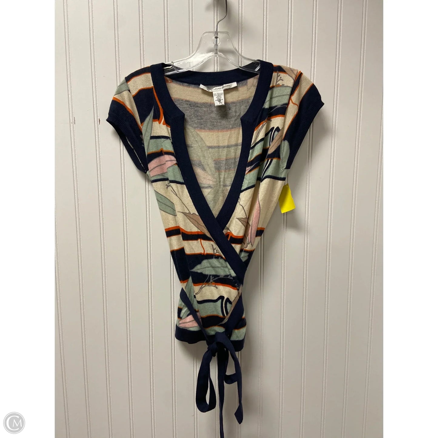 Top Short Sleeve Designer By Diane Von Furstenberg In Beige, Size: S
