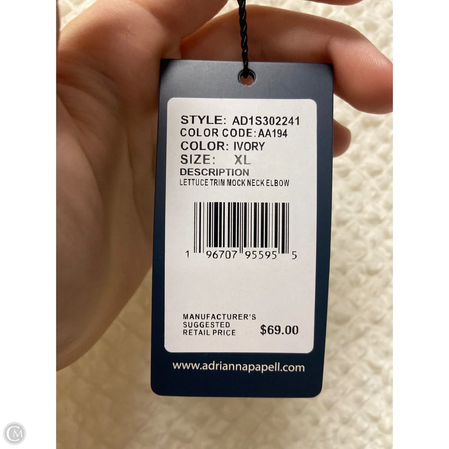 Top 3/4 Sleeve By Adrianna Papell In White, Size: Xl