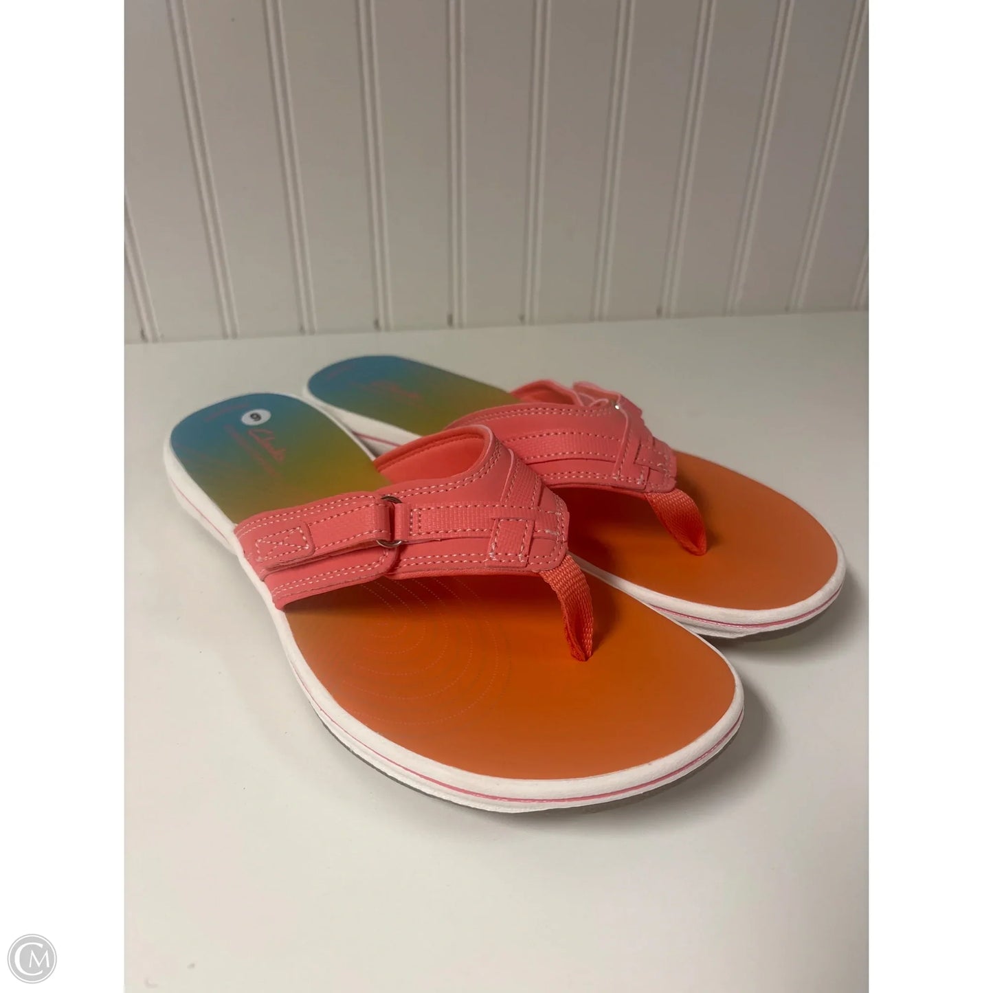 Sandals Flip Flops By Clarks In Multi-colored, Size: 9