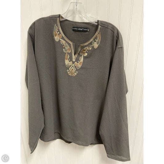 Top Long Sleeve By Clothes Mentor In Grey, Size: Xxl