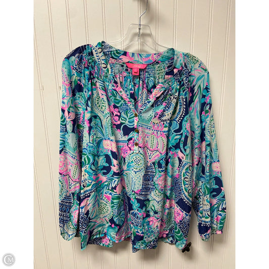 Top Long Sleeve Designer By Lilly Pulitzer In Blue, Size: S