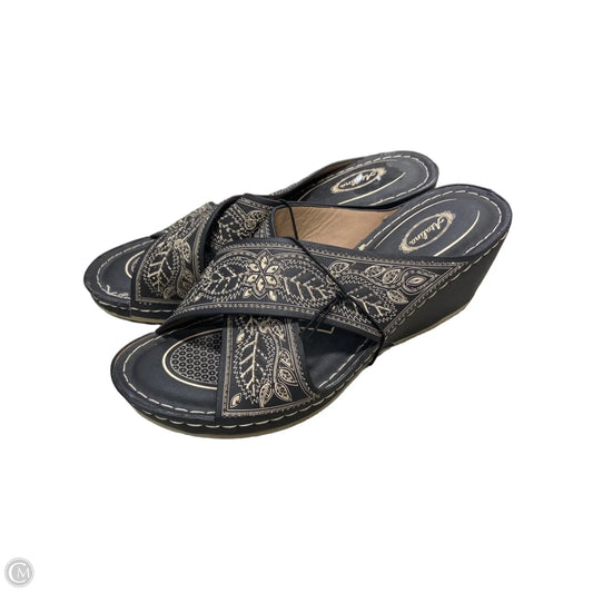Sandals Heels Wedge By Clothes Mentor In Black, Size: 10