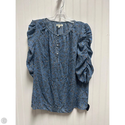 Top 3/4 Sleeve By Max Studio In Blue, Size: L
