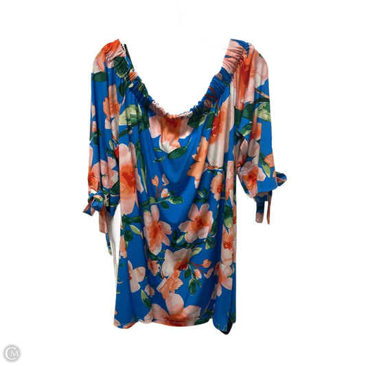 Top 3/4 Sleeve By Vince Camuto In Blue, Size: 1x