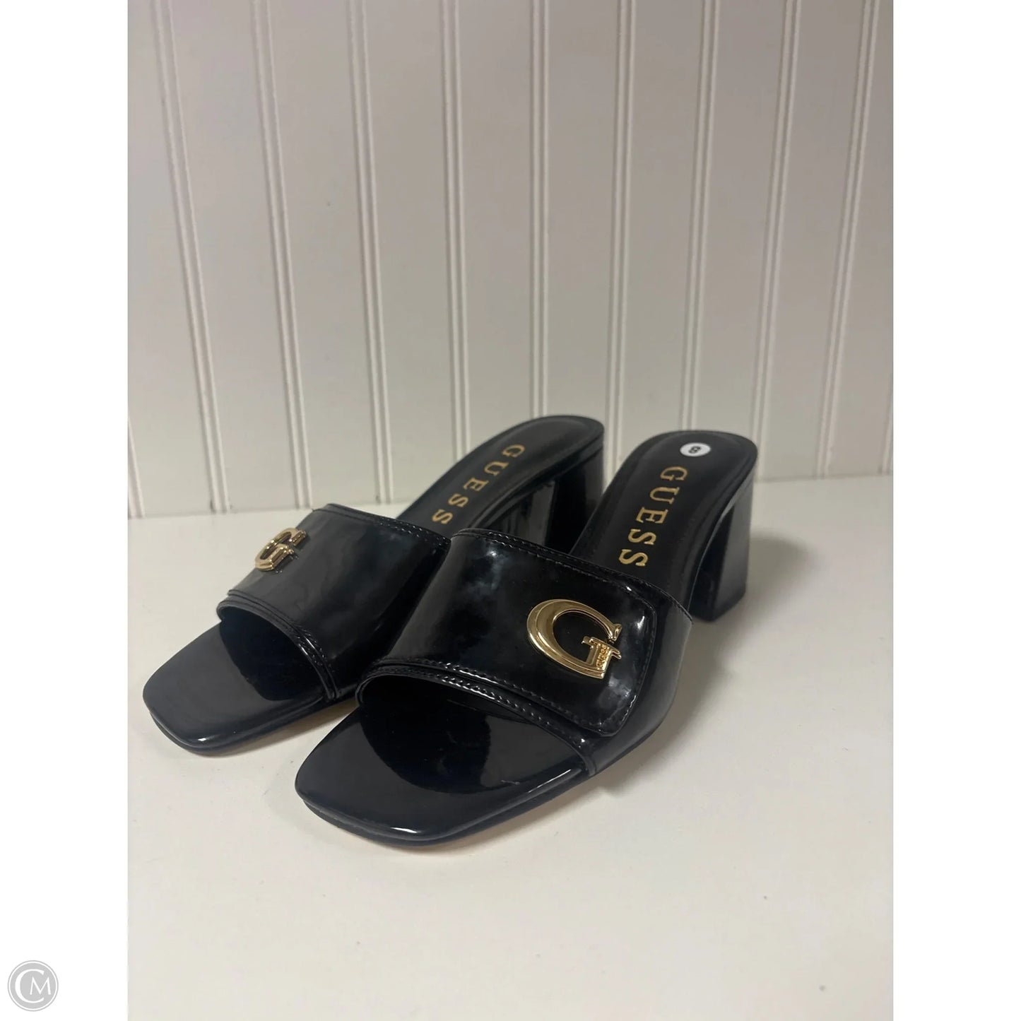 Sandals Heels Block By Guess In Black, Size: 8