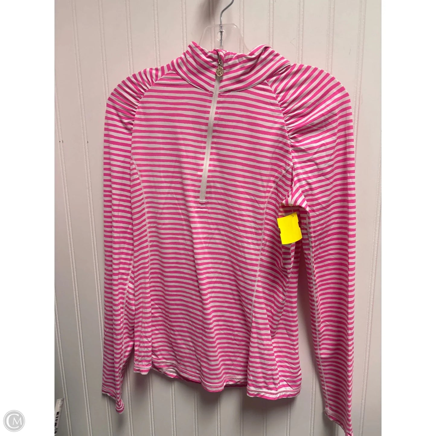 Top Long Sleeve Designer By Lilly Pulitzer In Pink & White, Size: M