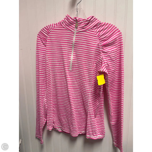 Top Long Sleeve Designer By Lilly Pulitzer In Pink & White, Size: M