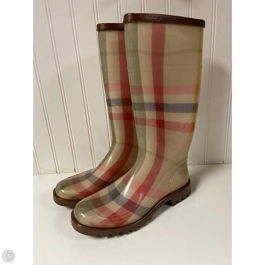 Boots Luxury Designer By Burberry In Multi-colored, Size: 6.5