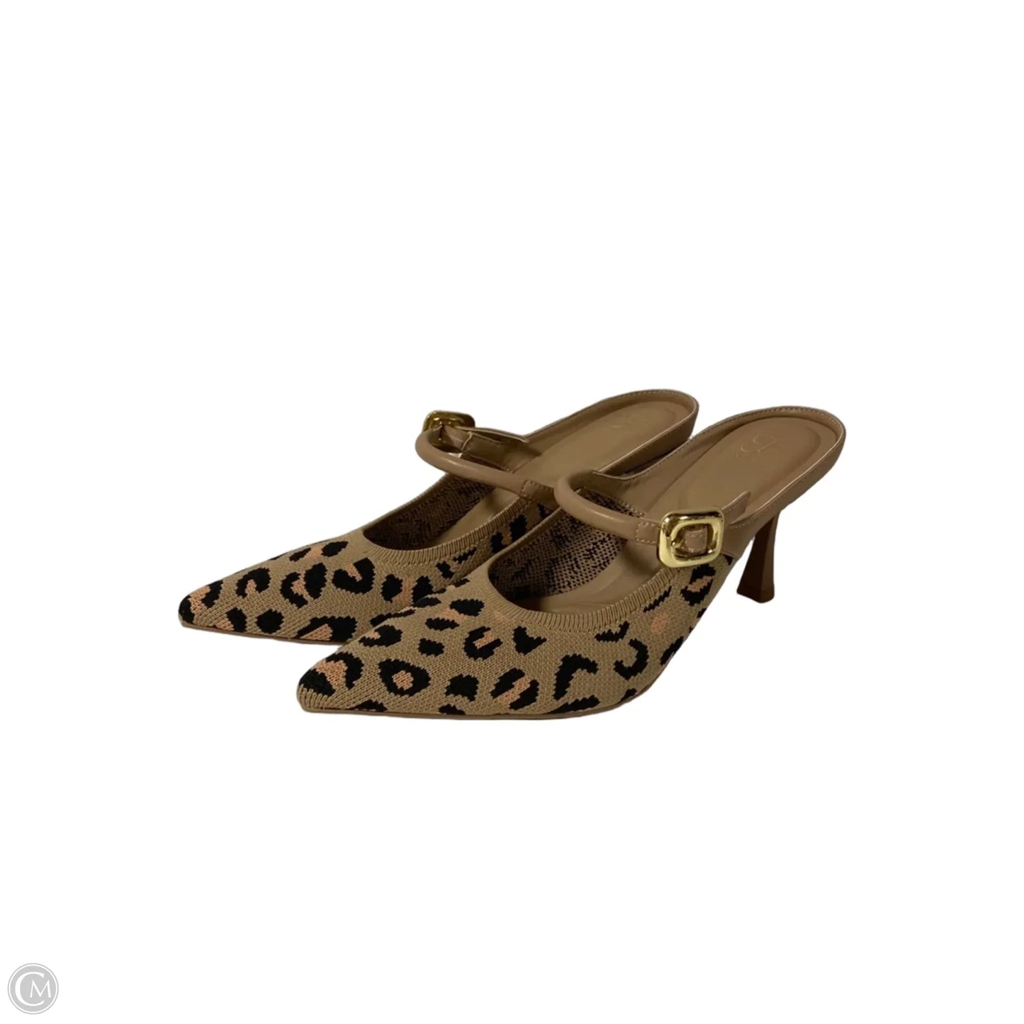 Sandals Heels Kitten By Clothes Mentor In Animal Print, Size: 9