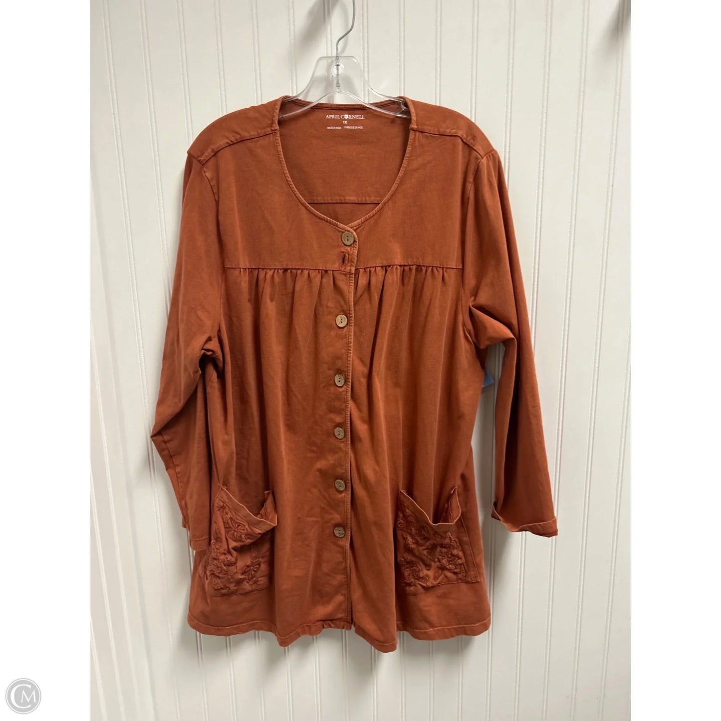 Top Long Sleeve By April Carnell In Orange, Size: 1x