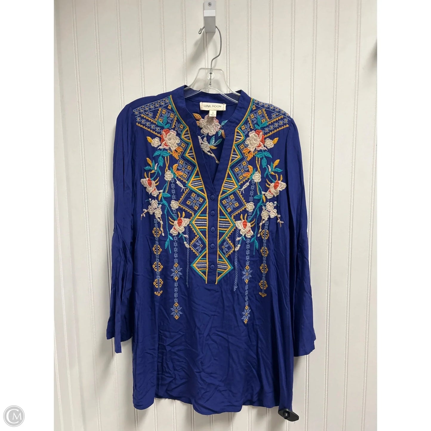 Tunic Long Sleeve By Clothes Mentor In Blue, Size: S