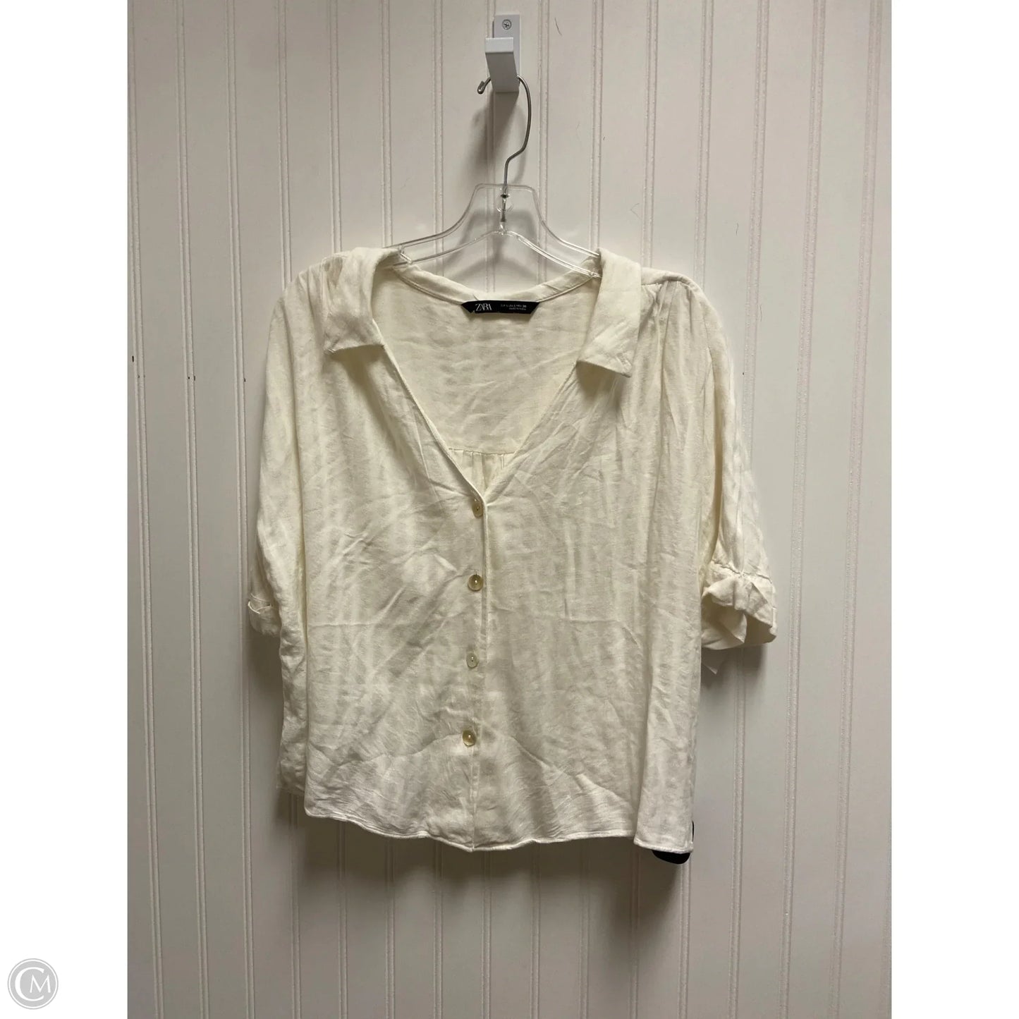 Top Short Sleeve By Zara In White, Size: L