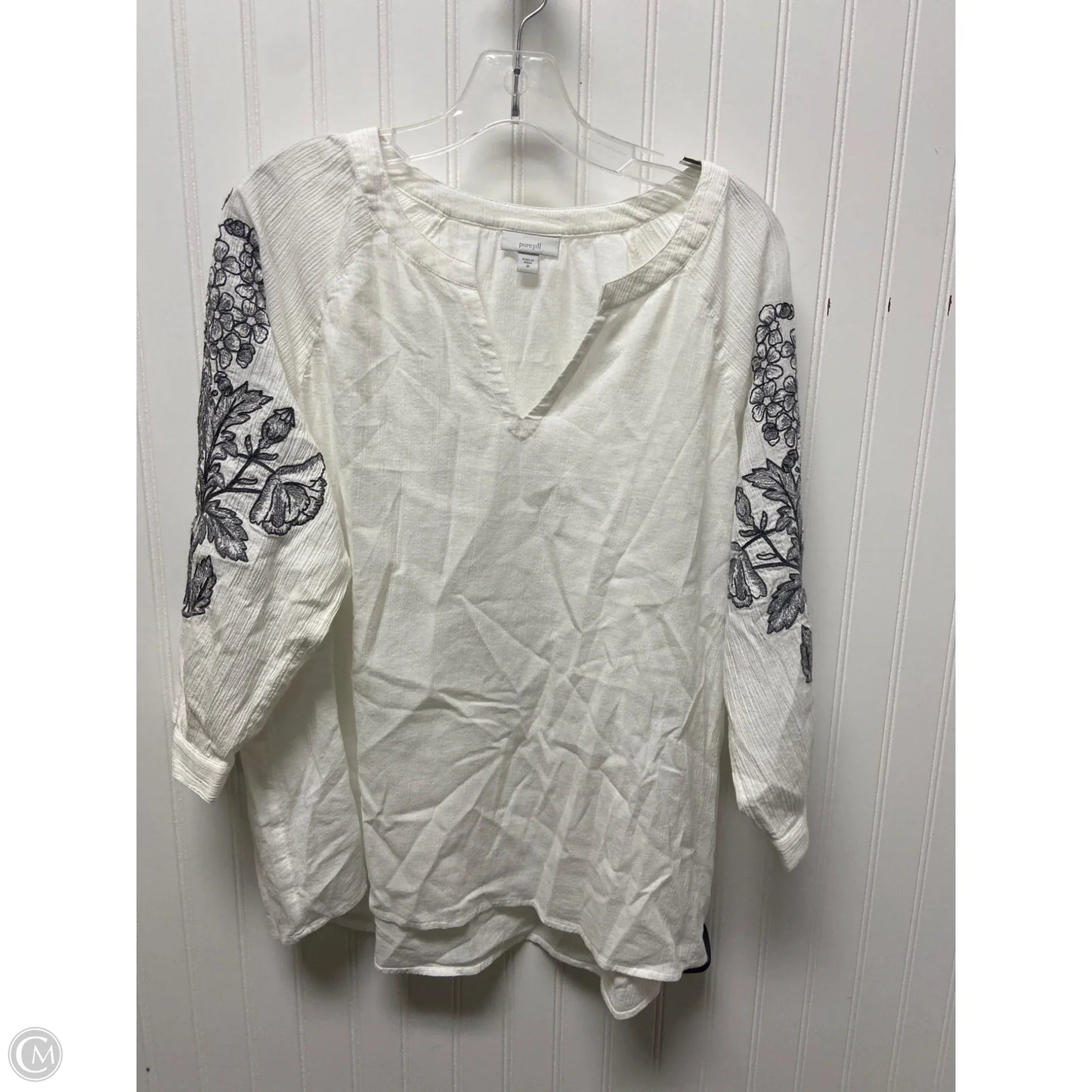 Top Long Sleeve By Pure Jill In White, Size: M