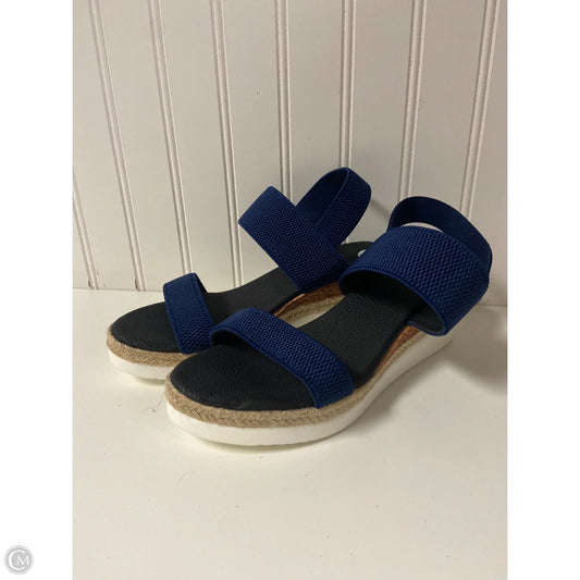 Sandals Heels Wedge By Clothes Mentor In Navy, Size: 6.5