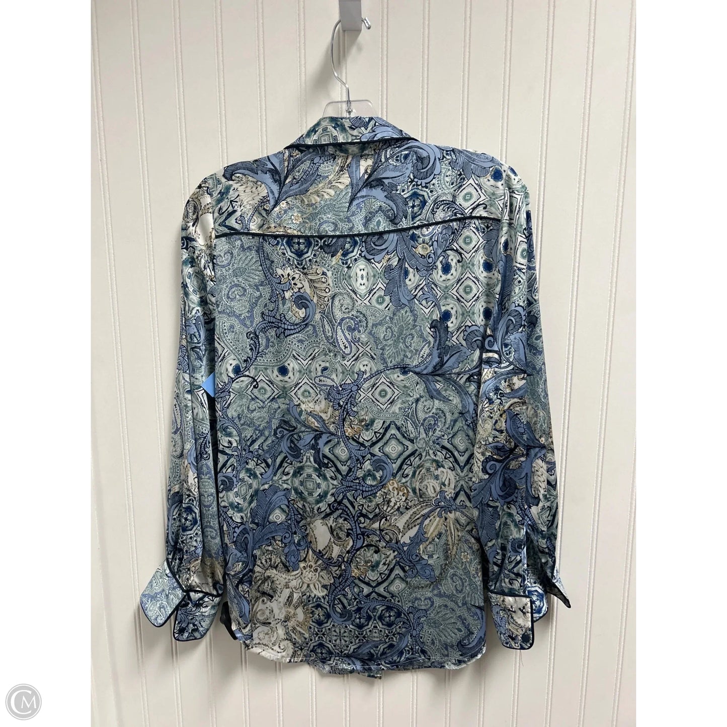 Top Long Sleeve By Chicos In Blue & White, Size: S
