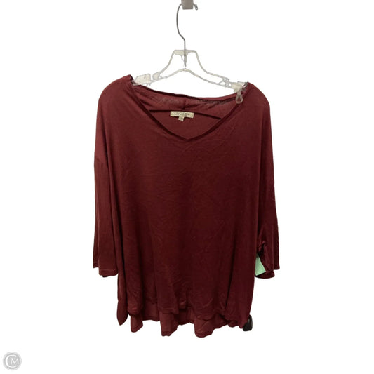 Top 3/4 Sleeve Basic By Umgee In Maroon, Size: 1x