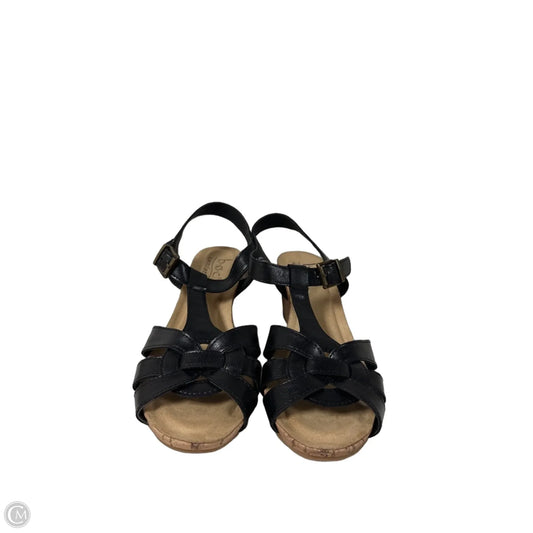 Sandals Heels Wedge By Boc In Black, Size: 6