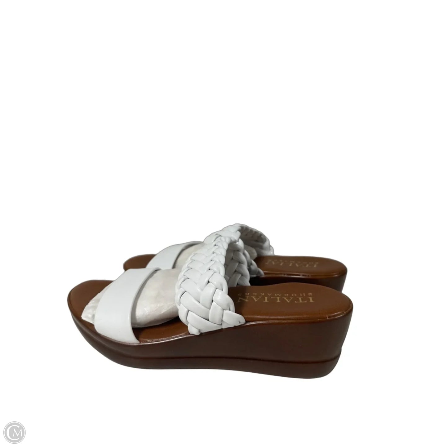 Sandals Heels Wedge By Italian Shoemakers In White, Size: 6.5