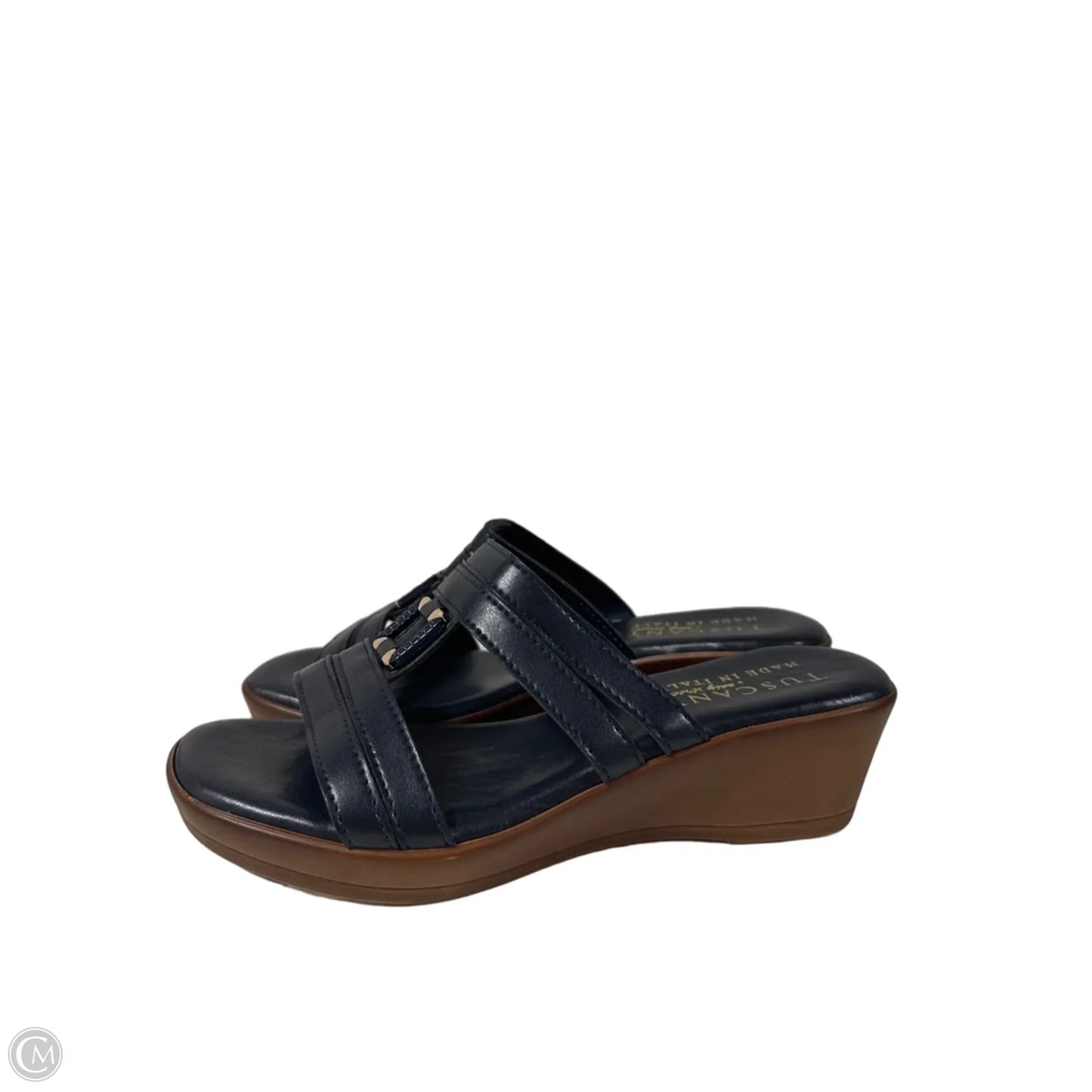 Sandals Heels Wedge By Clothes Mentor In Navy, Size: 6.5
