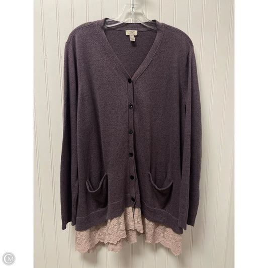 Sweater Cardigan By Logo In Purple, Size: Xl