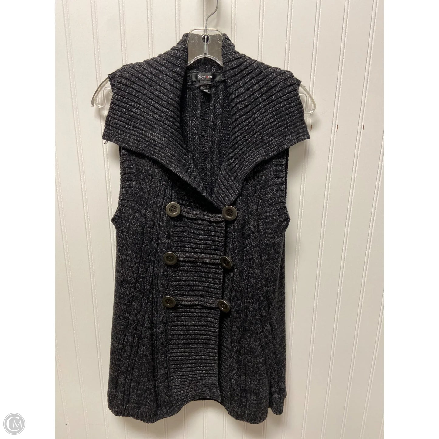 Vest Sweater By Style And Company In Grey, Size: M