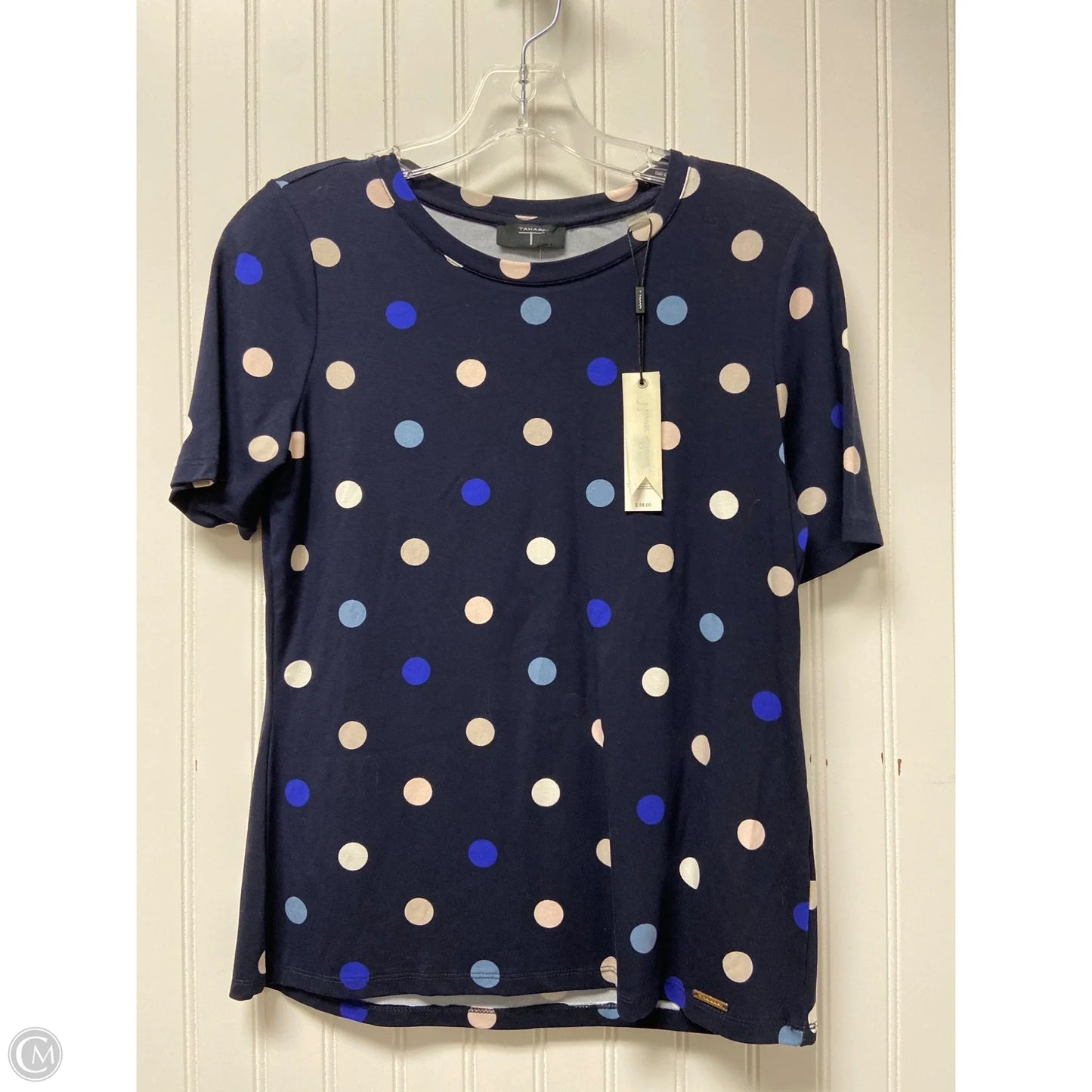 Top Short Sleeve Basic By Tahari By Arthur Levine In Polkadot Pattern, Size: S