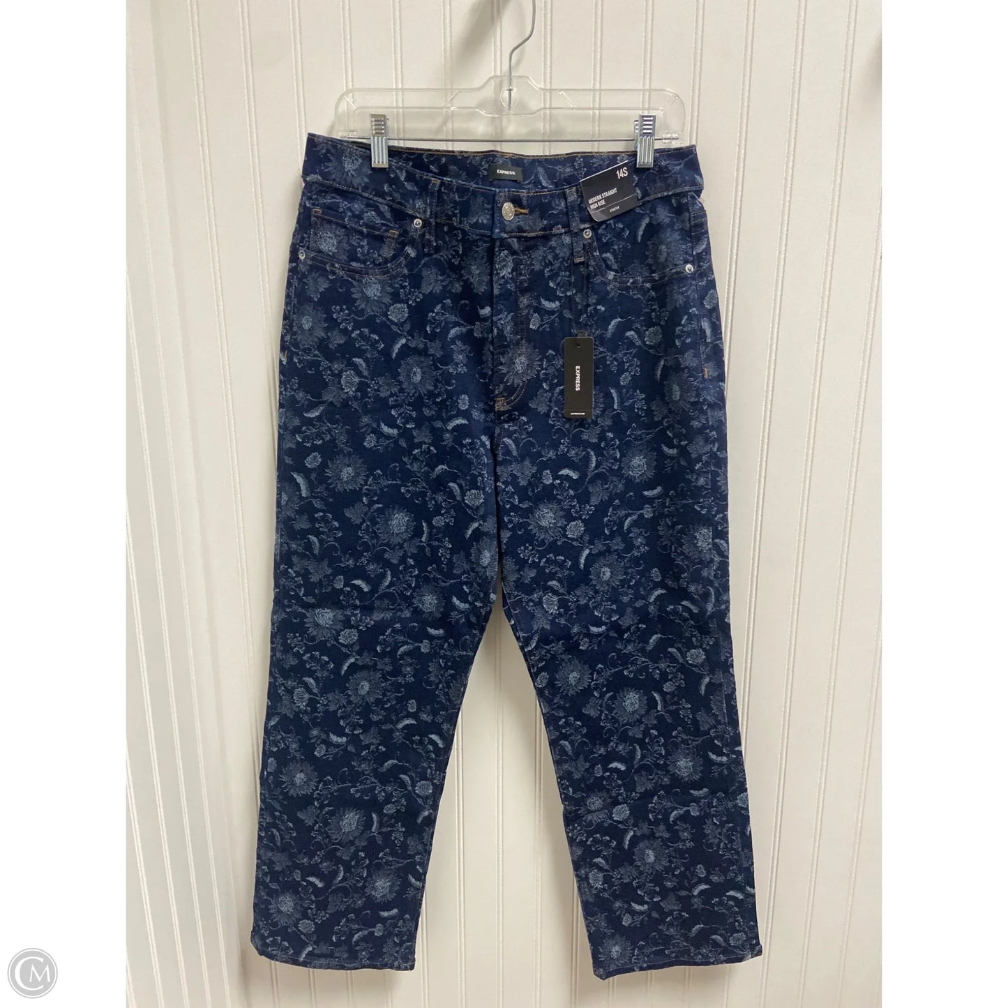 Jeans Straight By Express In Blue Denim, Size: 14p