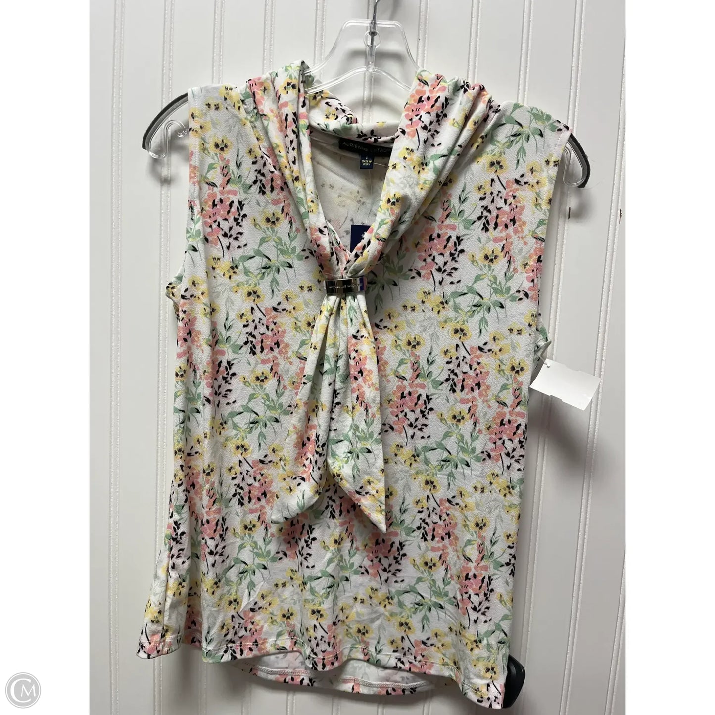 Top Sleeveless By Adrienne Vittadini In Floral Print, Size: S