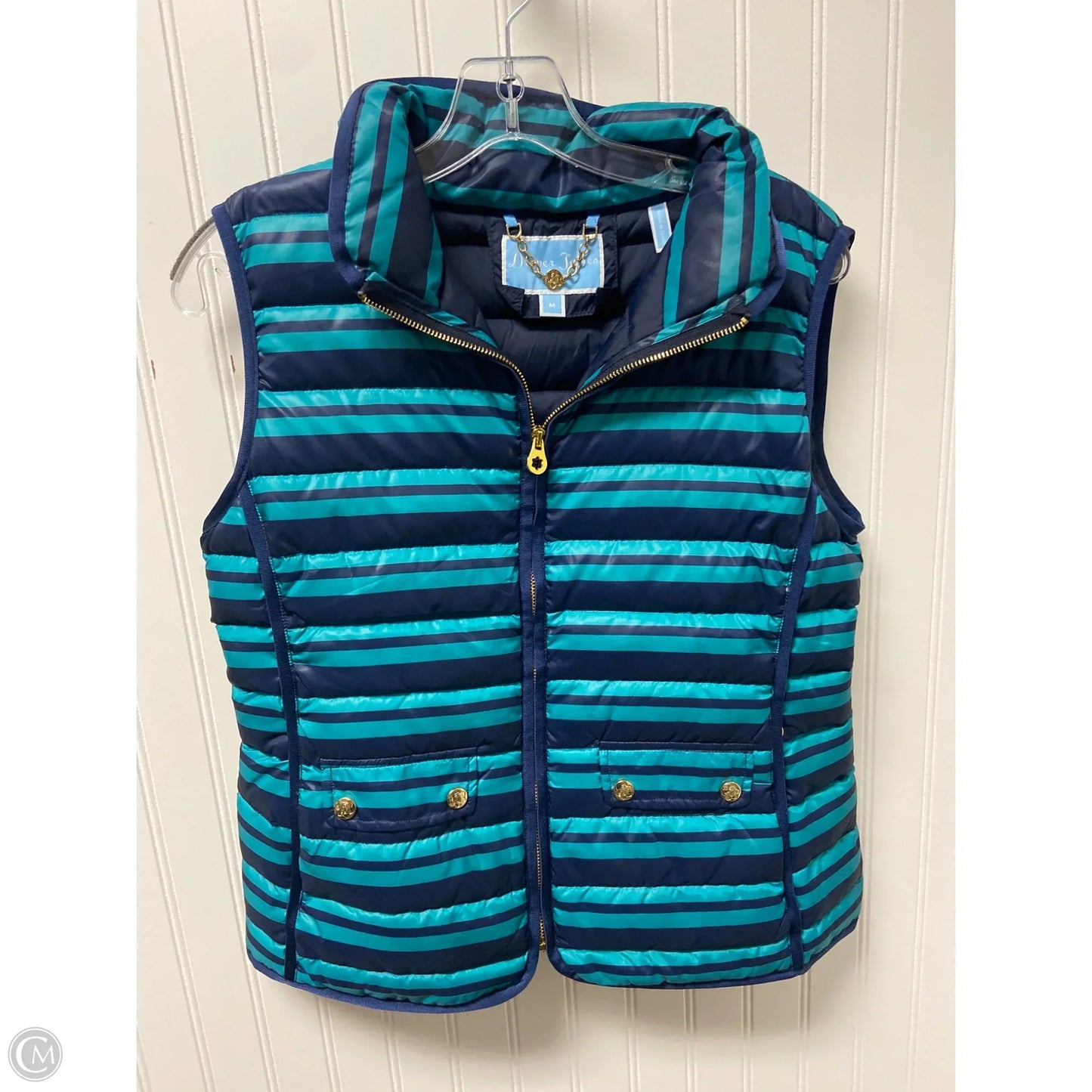 Vest Puffer & Quilted By Draper James In Striped Pattern, Size: M