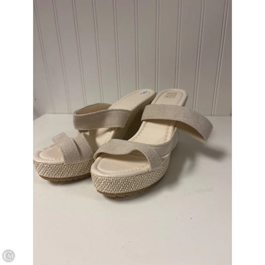 Sandals Heels Wedge By Clothes Mentor In Cream, Size: 7