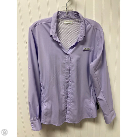 Athletic Top Long Sleeve Collar By Columbia In Purple, Size: M