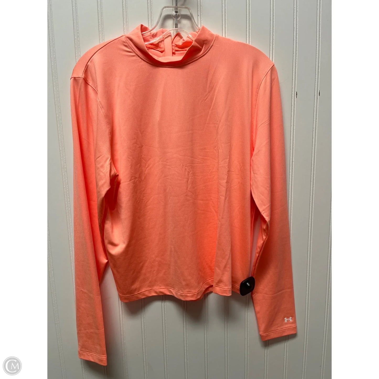 Athletic Top Long Sleeve Collar By Under Armour In Orange, Size: Xl