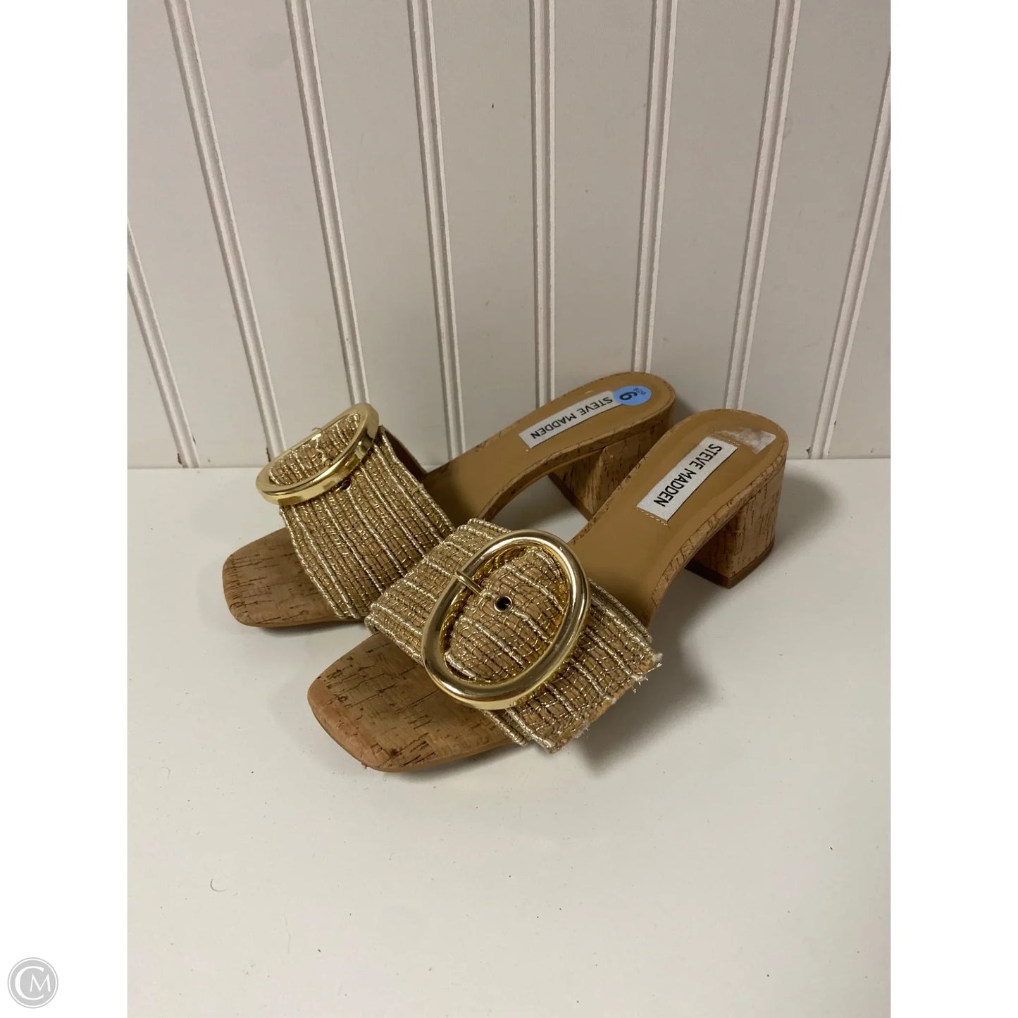 Sandals Heels Block By Steve Madden In Tan, Size: 6