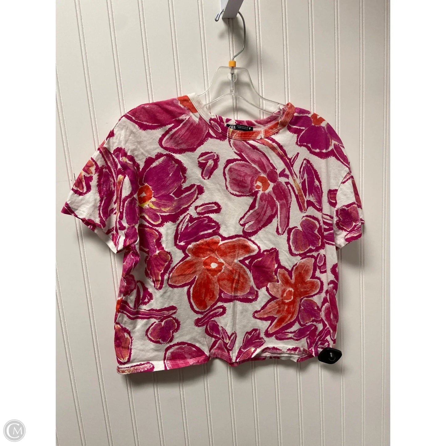 Top Short Sleeve Basic By Zara In Pink, Size: S